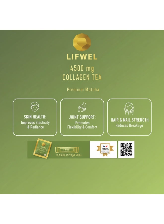 Lifwel Collagen Tea 4500 mg – Premium Matcha Collagen Sachets (15 Sachets). | Sugar Free | Gluten Free | Lactose Free | Halal Certified - Image 5